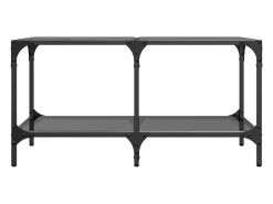 Mesa de centro superficie de vidrio acero negra 78,5x40x40 cm