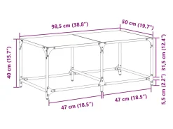 Mesa de centro superficie de vidrio acero negra 98,5x50x40 cm