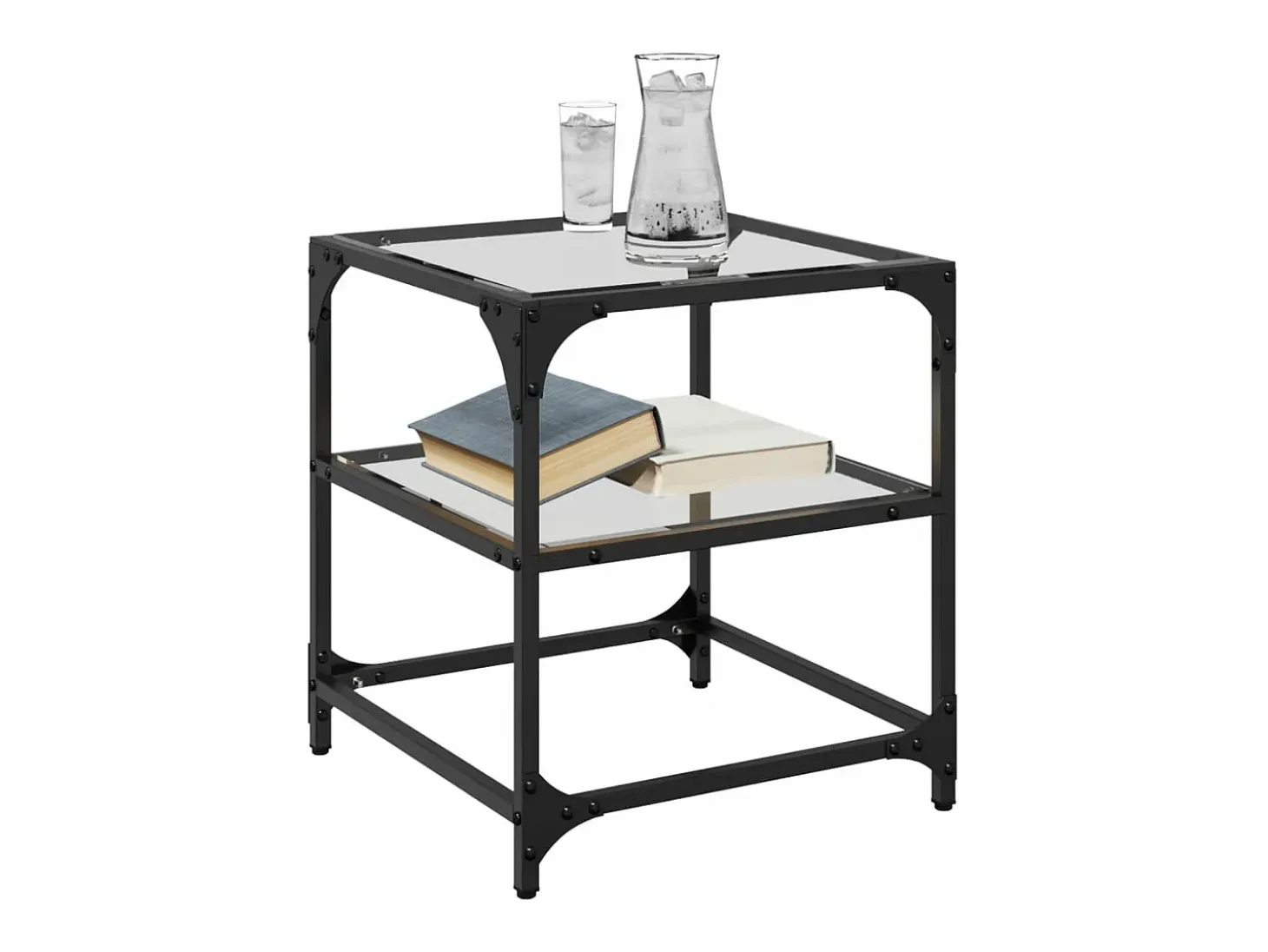 Mesa de centro superficie vidrio transparente acero 40x40x45 cm