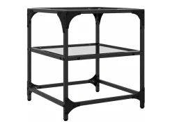 Mesa de centro superficie vidrio transparente acero 40x40x45 cm