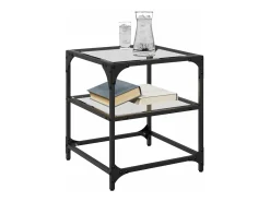 Mesa de centro superficie vidrio transparente acero 40x40x45 cm