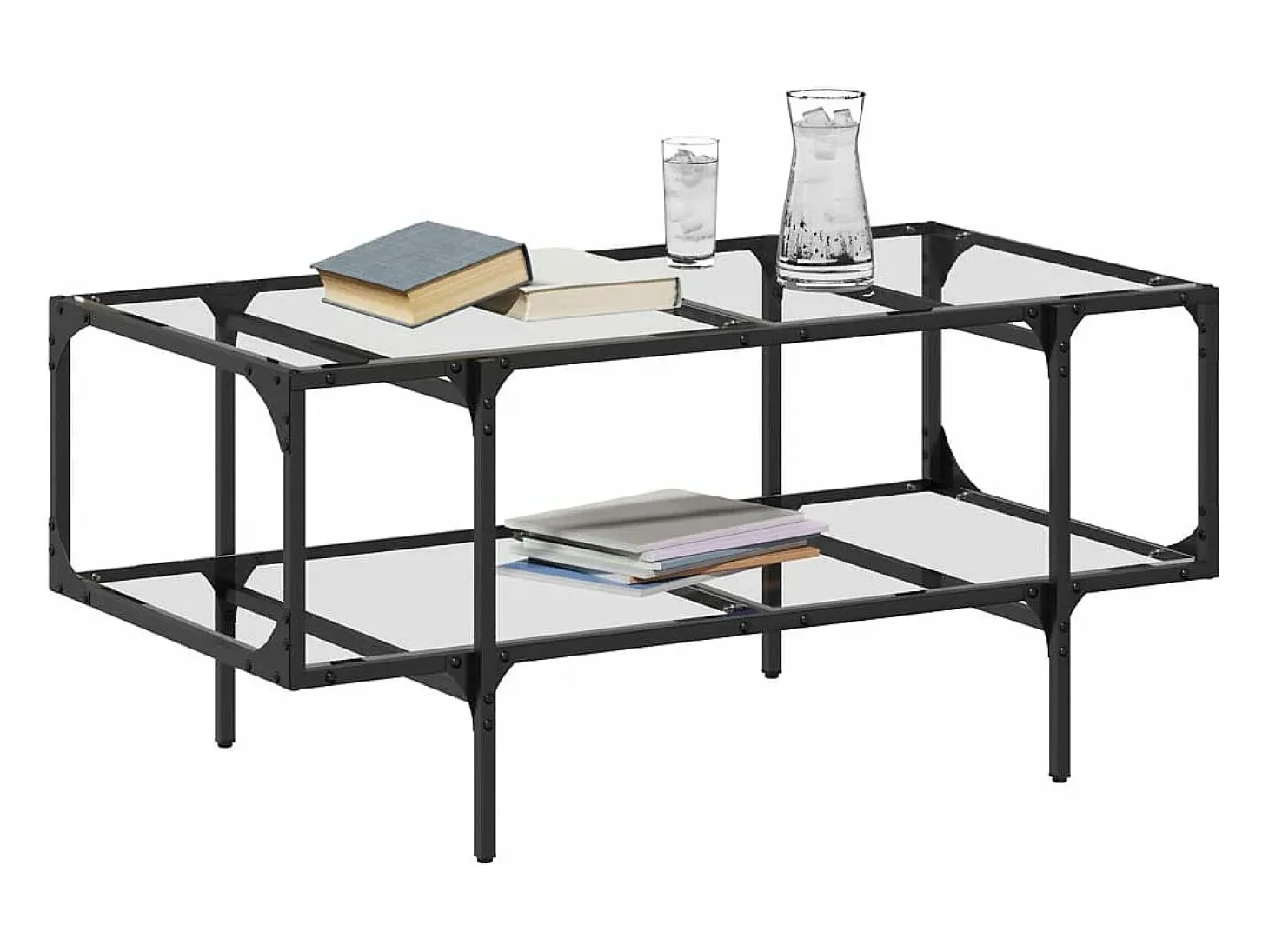 Mesa de centro superficie de vidrio acero 98,5x50x45 cm