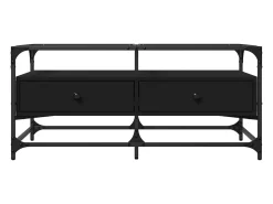 Mesa de centro superficie de vidrio acero negro 98,5x50x45 cm