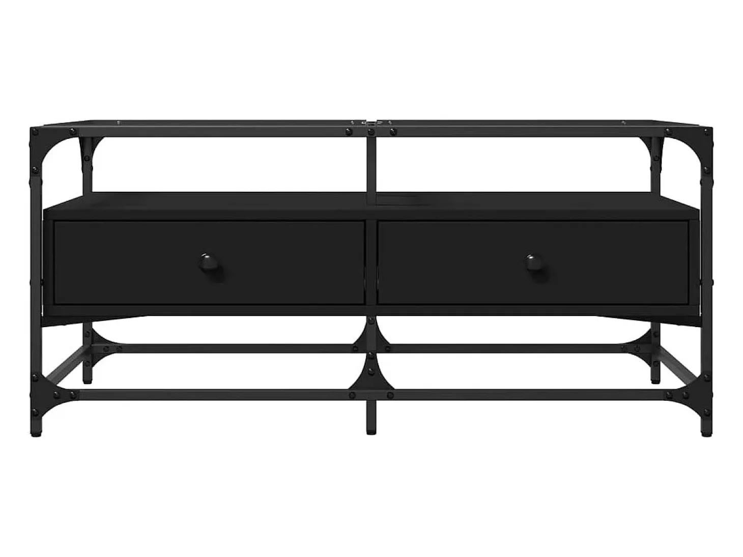 Mesa de centro superficie de vidrio acero negro 98,5x50x45 cm