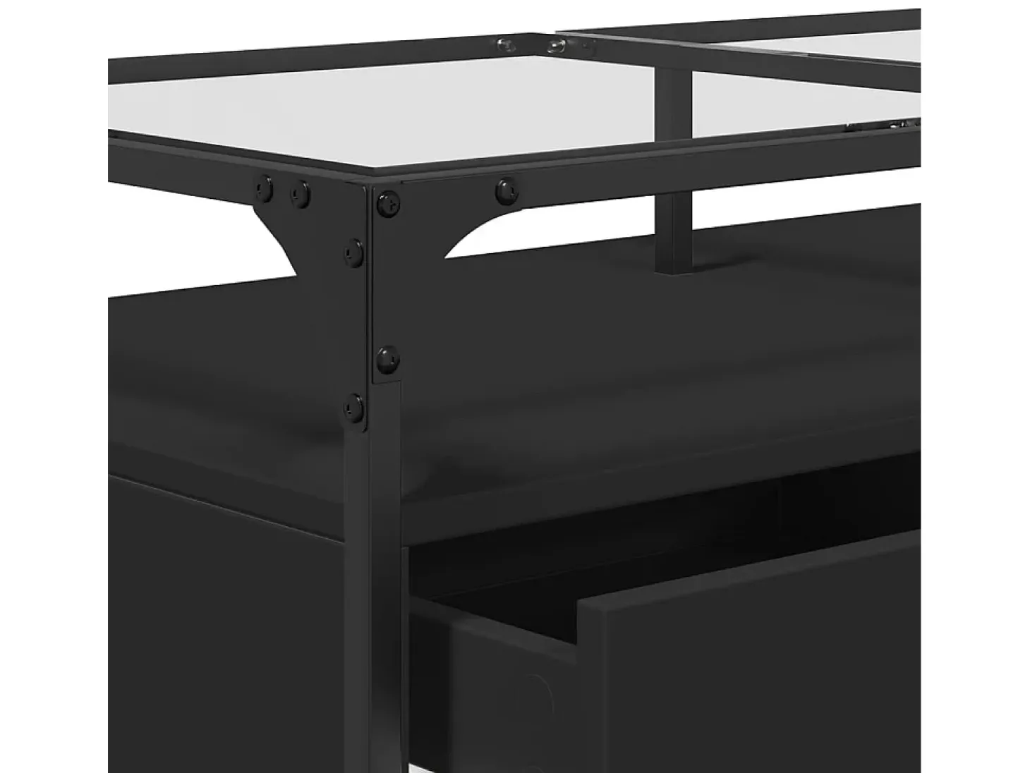 Mesa de centro superficie de vidrio acero negro 98,5x50x45 cm