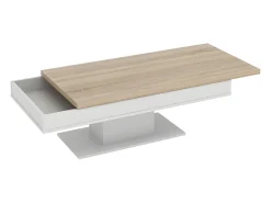 Mesa de centro tablero efecto roble con baúl ASTULIA - Barato