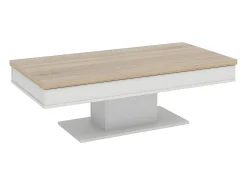 Mesa de centro tablero efecto roble con baúl ASTULIA - Barato