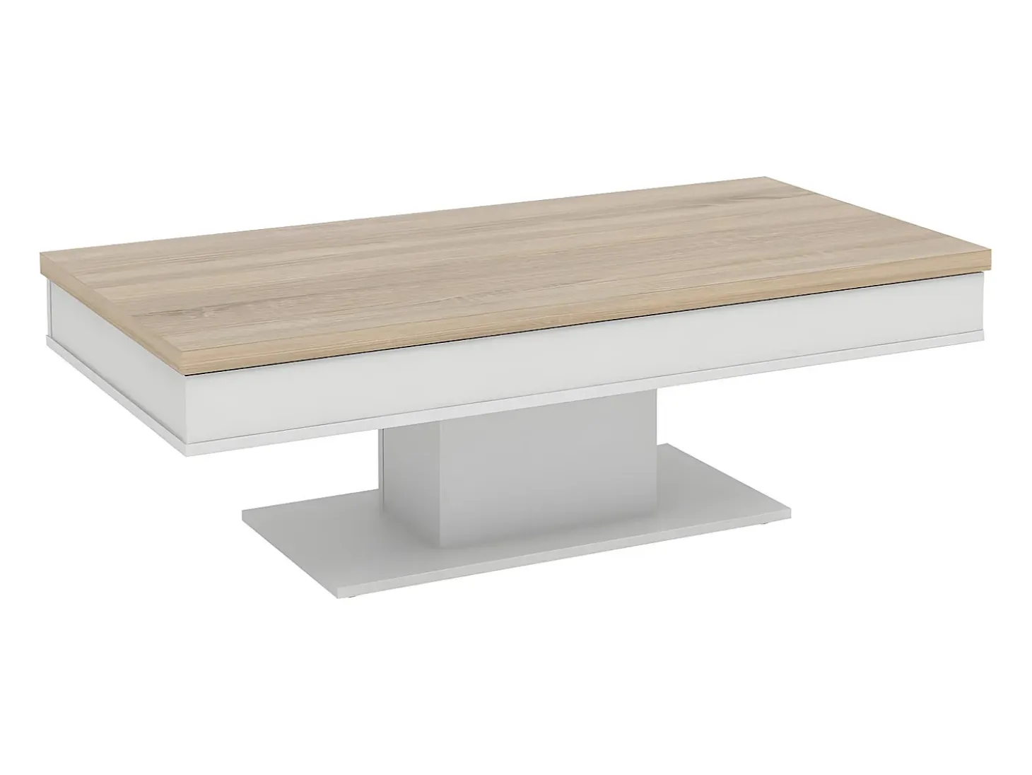 Mesa de centro tablero efecto roble con baúl ASTULIA - Barato