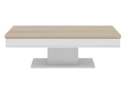 Mesa de centro tablero efecto roble con baúl ASTULIA - Barato