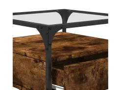 Mesa de centro tapa de vidrio acero roble ahumado 50x50x45 cm