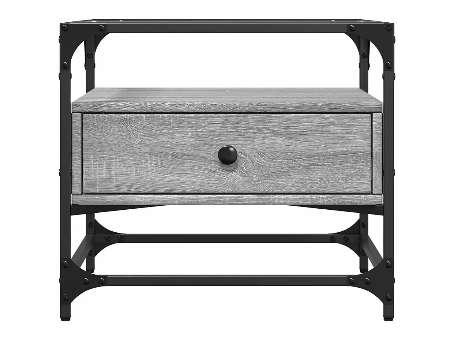 Mesa de centro tapa de vidrio acero gris Sonoma 50x50x45 cm