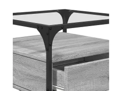 Mesa de centro tapa de vidrio acero gris Sonoma 50x50x45 cm