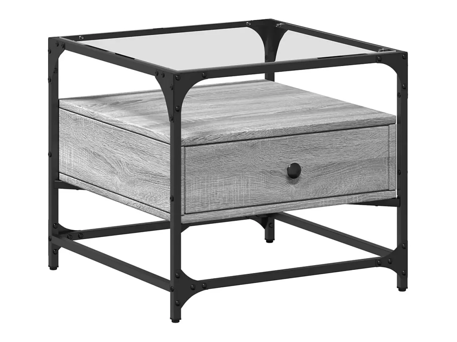 Mesa de centro tapa de vidrio acero gris Sonoma 50x50x45 cm