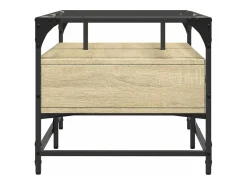 Mesa de centro tapa de vidrio acero roble Sonoma 98,5x50x45 cm