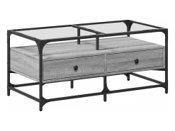 Mesa de centro tapa de vidrio acero gris Sonoma 98,5x50x45 cm