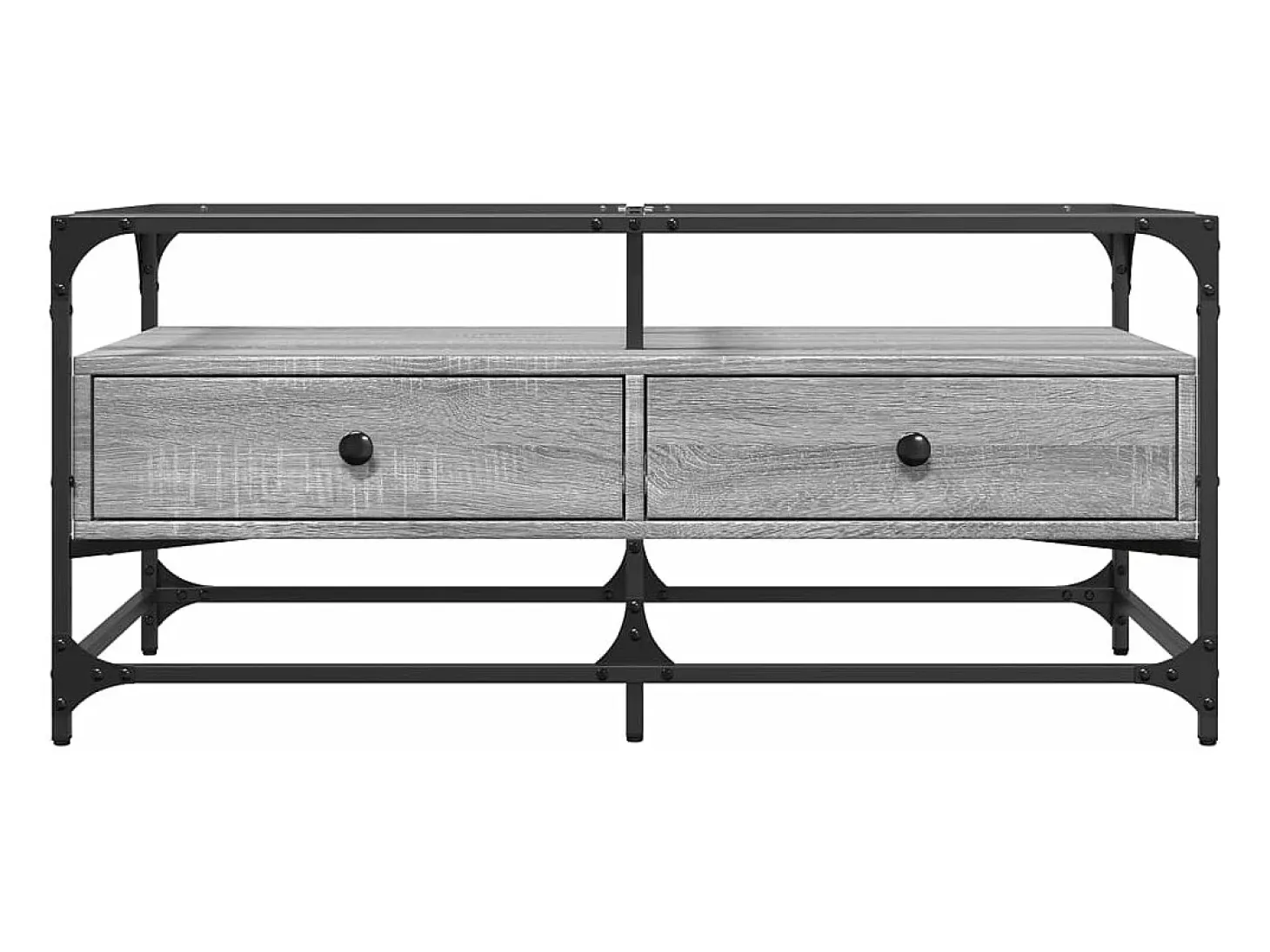 Mesa de centro tapa de vidrio acero gris Sonoma 98,5x50x45 cm