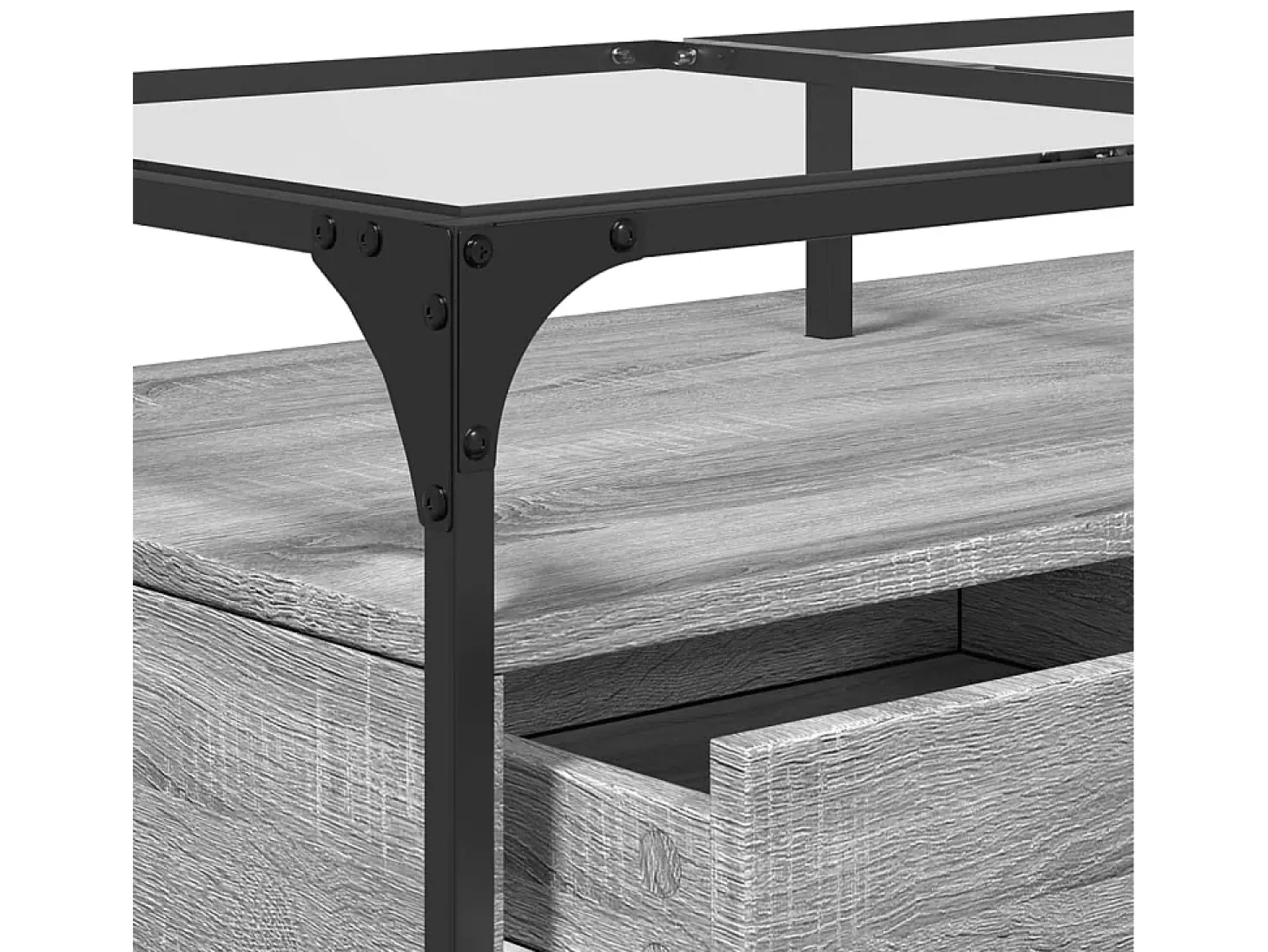 Mesa de centro tapa de vidrio acero gris Sonoma 98,5x50x45 cm