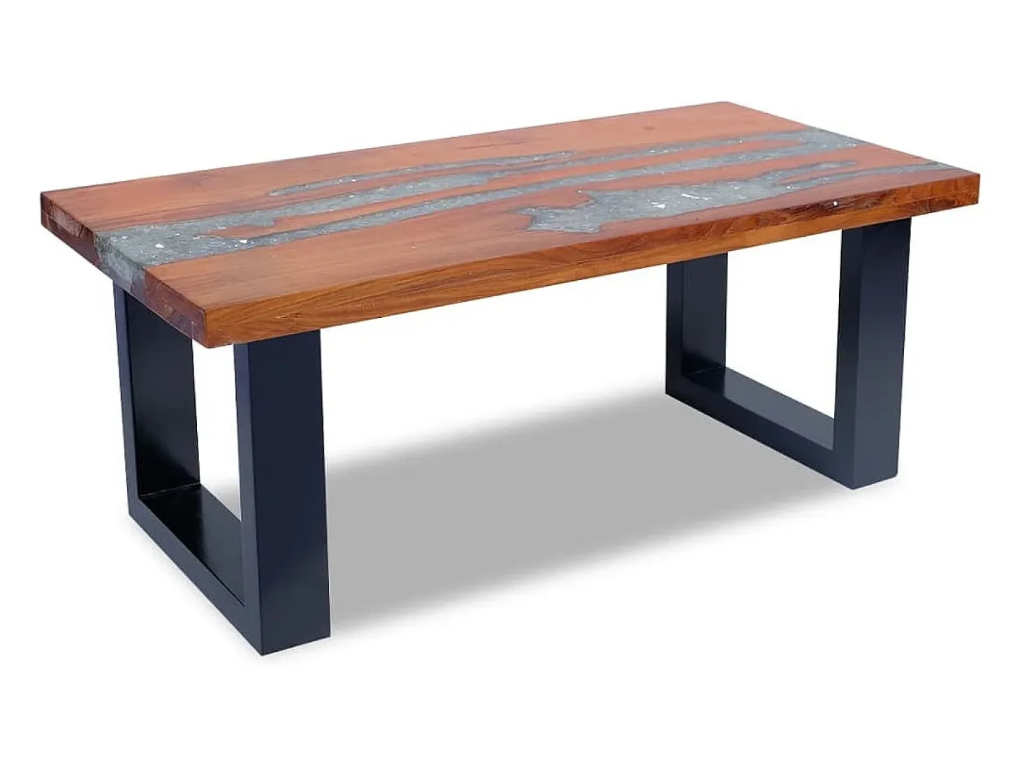 Mesa de centro teca y resina 100x50 cm