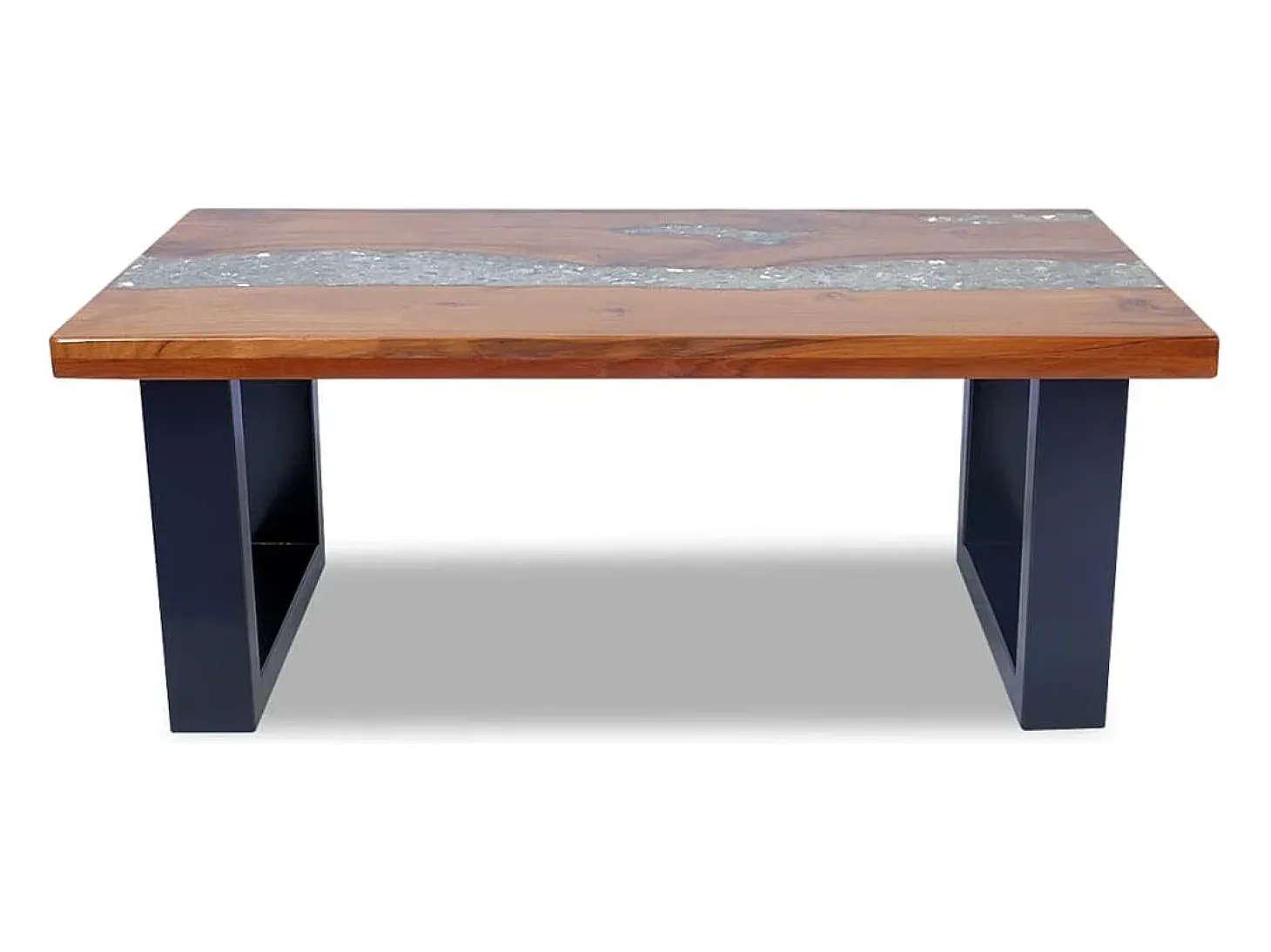 Mesa de centro teca y resina 100x50 cm