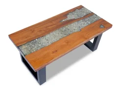 Mesa de centro teca y resina 100x50 cm