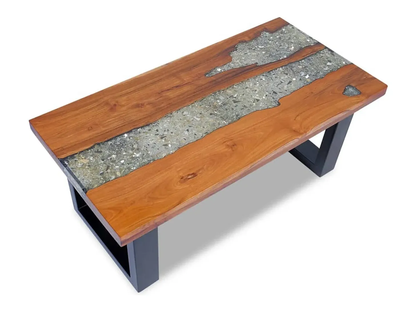 Mesa de centro teca y resina 100x50 cm