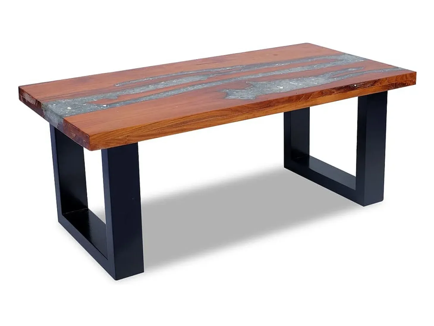 Mesa de centro teca y resina 100x50 cm