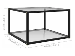 Mesa de centro transparente vidrio templado 60x60x35 cm