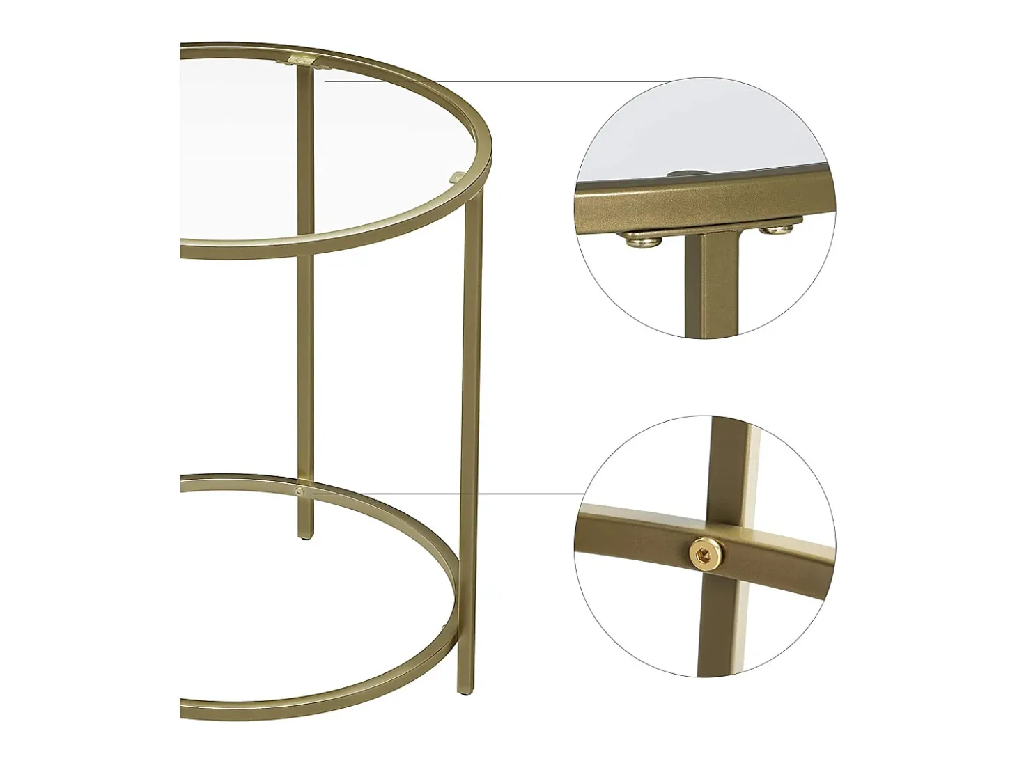 Mesa de centro Valora de cristal con tapa de cristal y hierro dorado para sala de estar