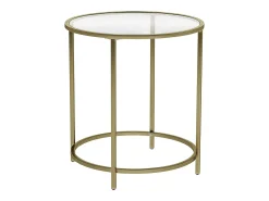 Mesa de centro Valora de cristal con tapa de cristal y hierro dorado para sala de estar