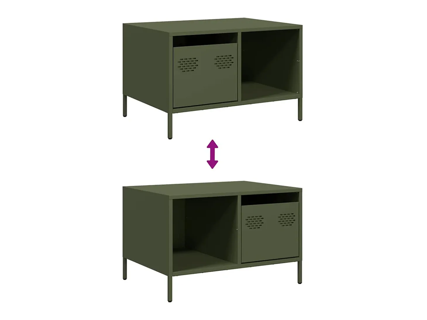 Mesa de centro verde oliva 68,5x50x43,5 cm acero laminado en frío