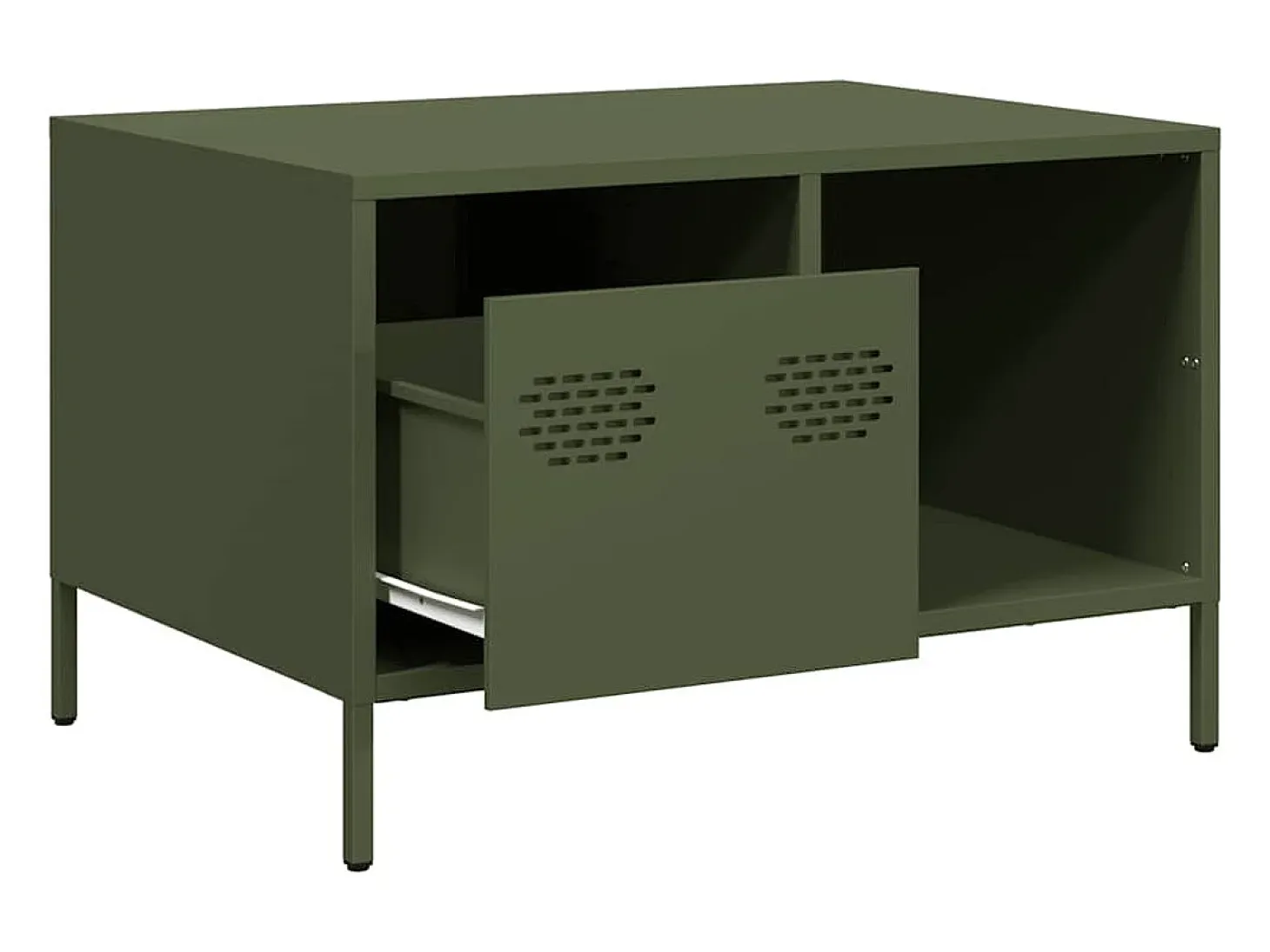Mesa de centro verde oliva 68,5x50x43,5 cm acero laminado en frío