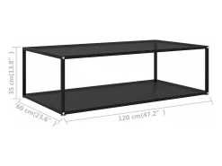 Mesa de centro vidrio templado negro 120x60x35 cm