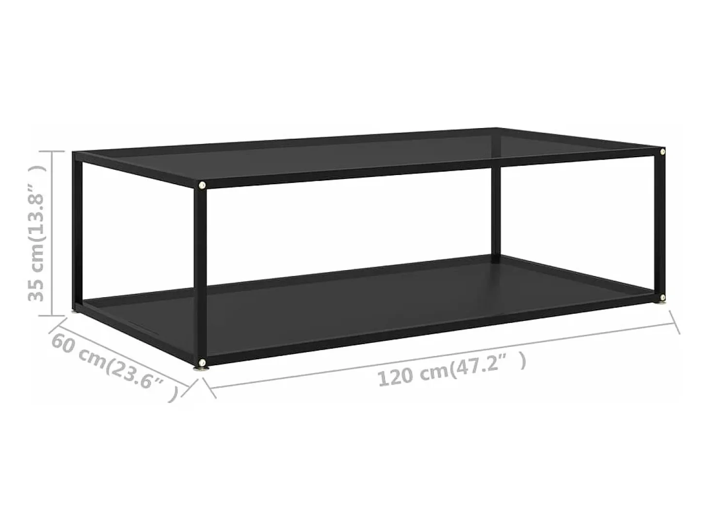 Mesa de centro vidrio templado negro 120x60x35 cm