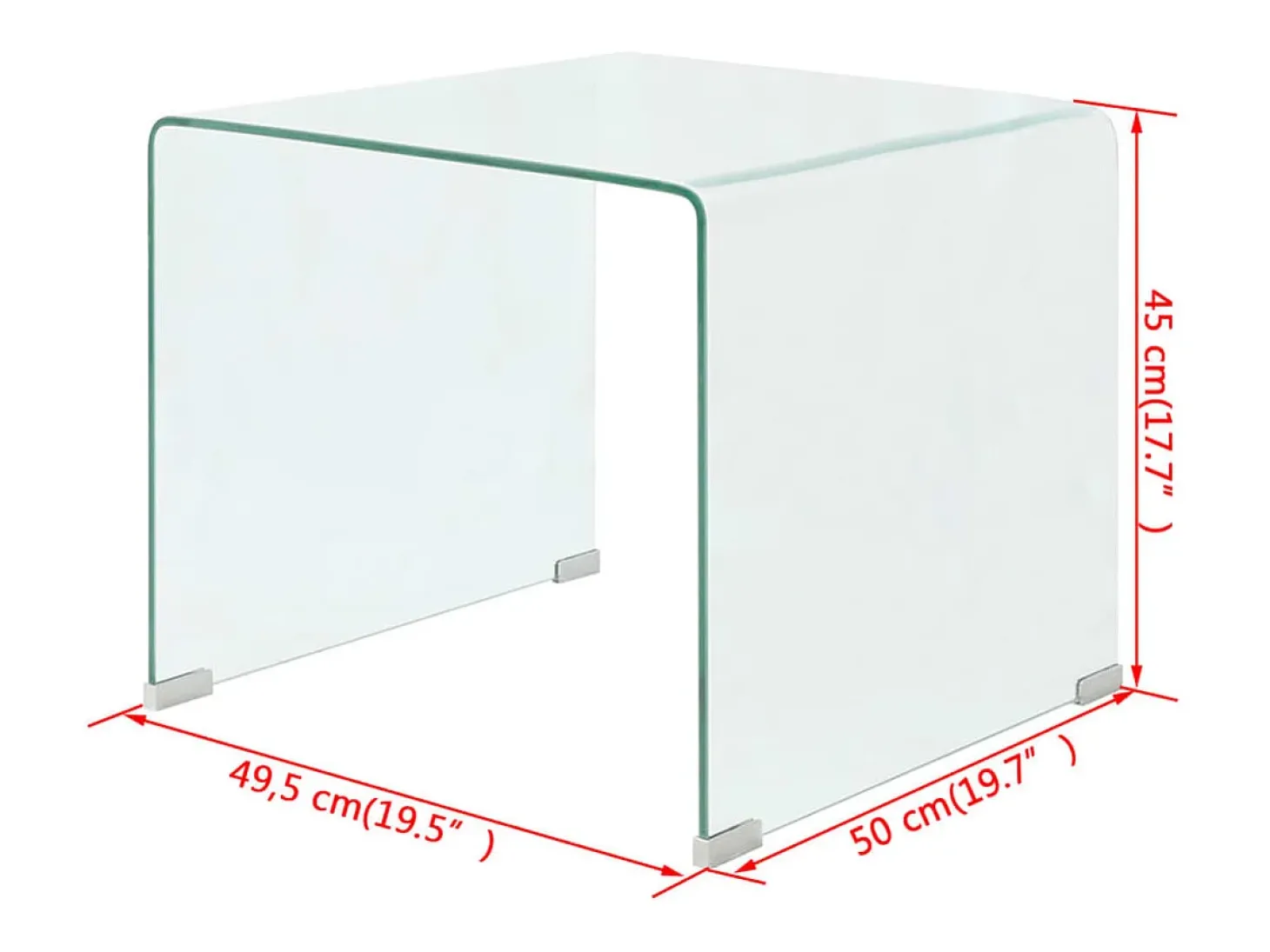 Mesa de centro vidrio templado 49,5x50x45 cm claro