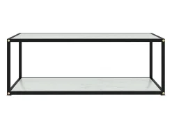 Mesa de centro vidrio templado blanco 100x50x35 cm