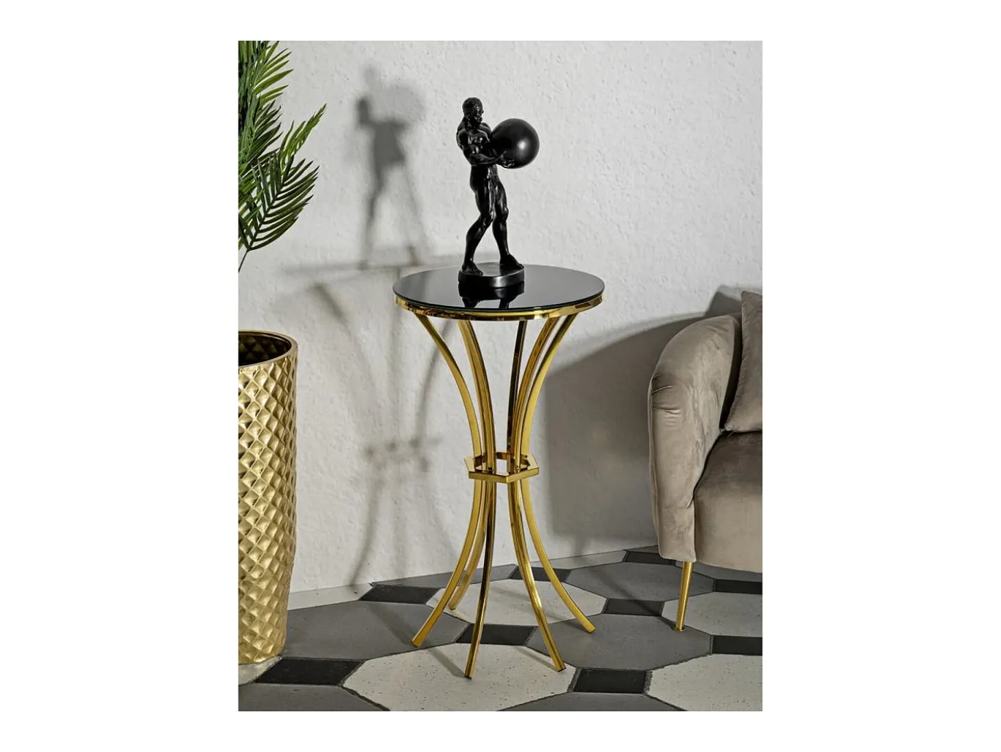 Mesa de Centro VKH879, Oro, 50x50x92 cm, Kendra Home