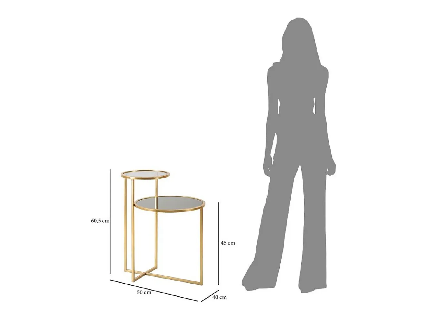 Mesa de Centro VKH570, Oro, 50x40x60,5 cm, Kendra Home