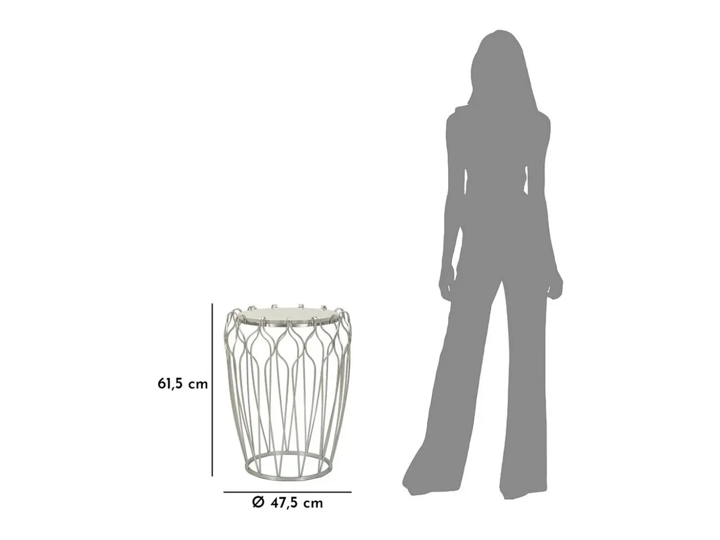 Mesa de Centro VKH530, Plata, 47,5x47,5x61,5 cm, Kendra Home