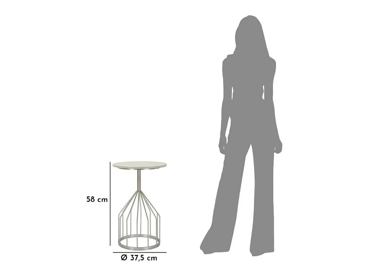 Mesa de Centro VKH532, Plata, 37,5x37,5x58 cm, Kendra Home