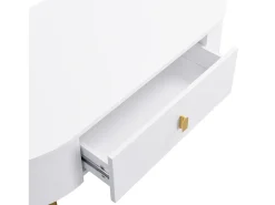 Mesa de centro 108x50x40 cm - con 2 cajones - tiradores y patas doradas - blanco