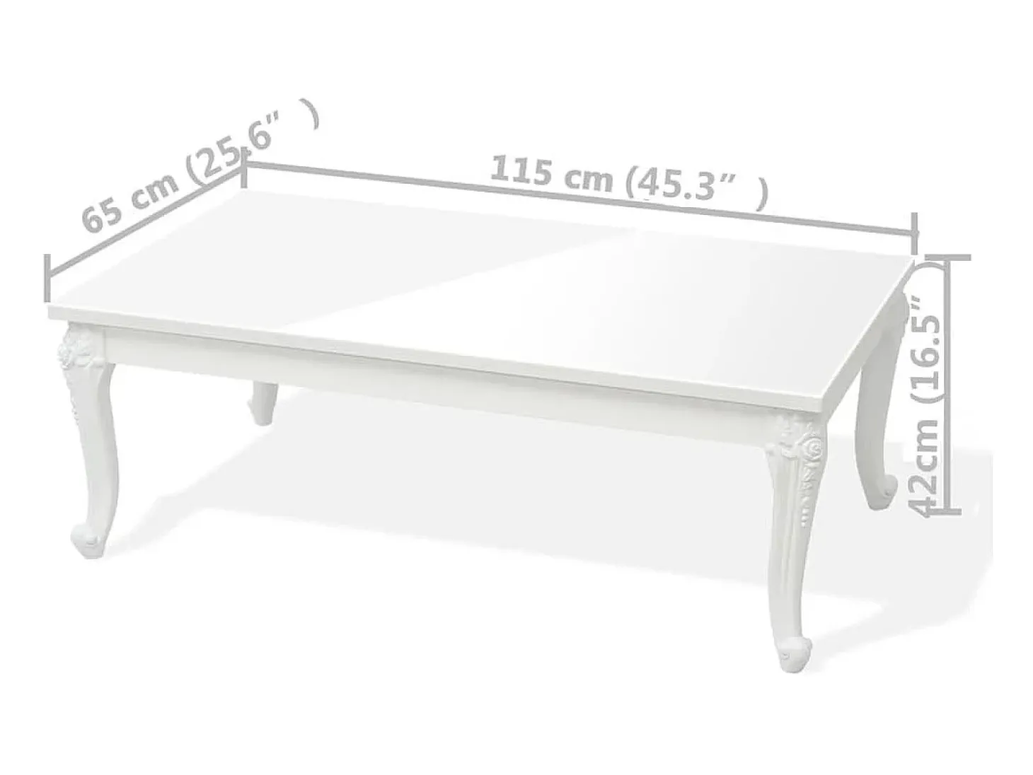 Mesa de centro 115x65x42 cm blanco con brillo ES65508
