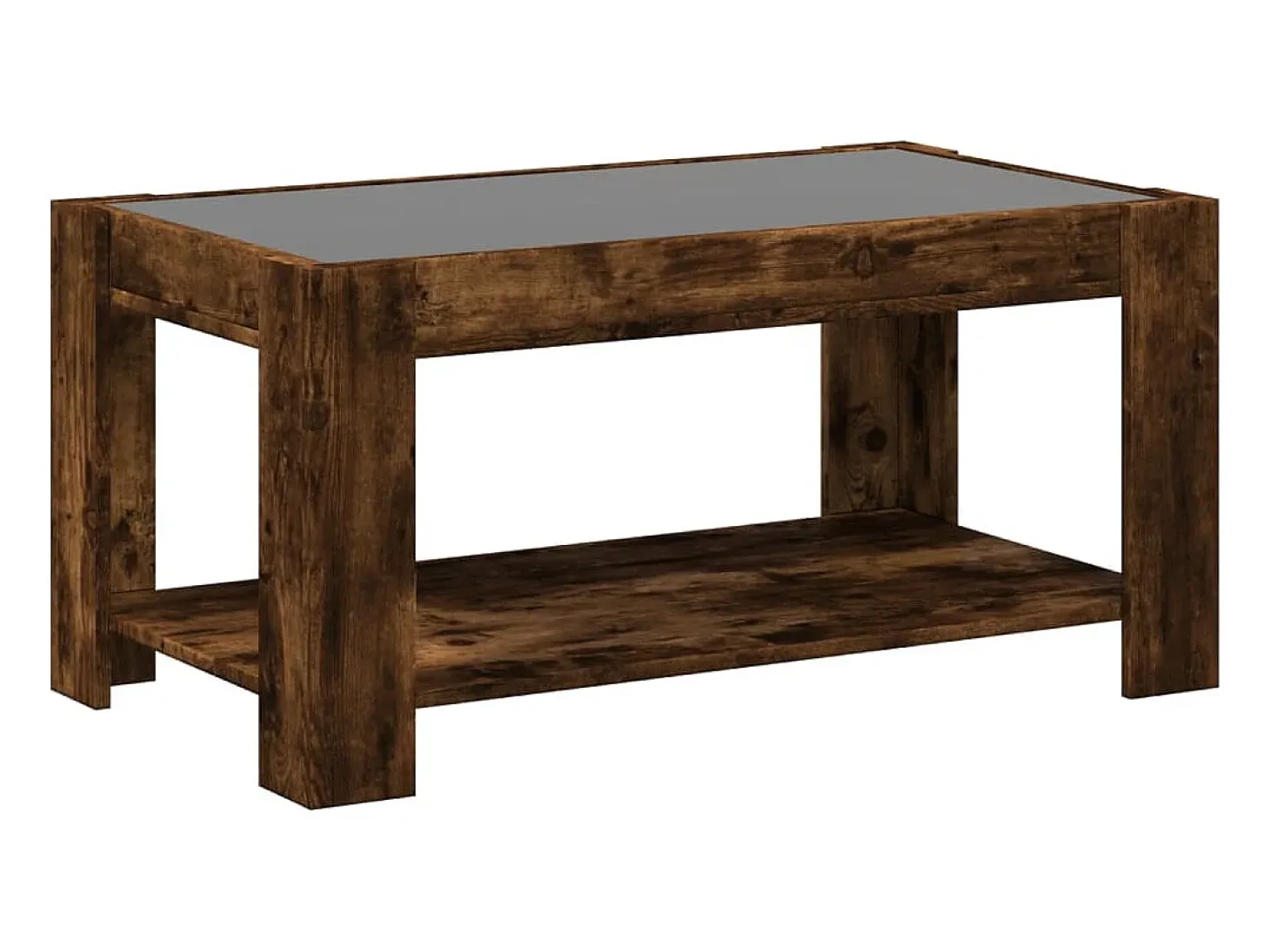 Mesa de centro y LED madera ingeniería roble ahumado 93x53x45cm