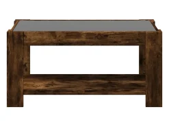 Mesa de centro y LED madera ingeniería roble ahumado 93x53x45cm