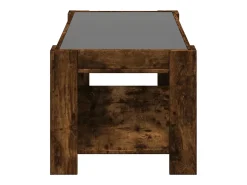 Mesa de centro y LED madera ingeniería roble ahumado 93x53x45cm