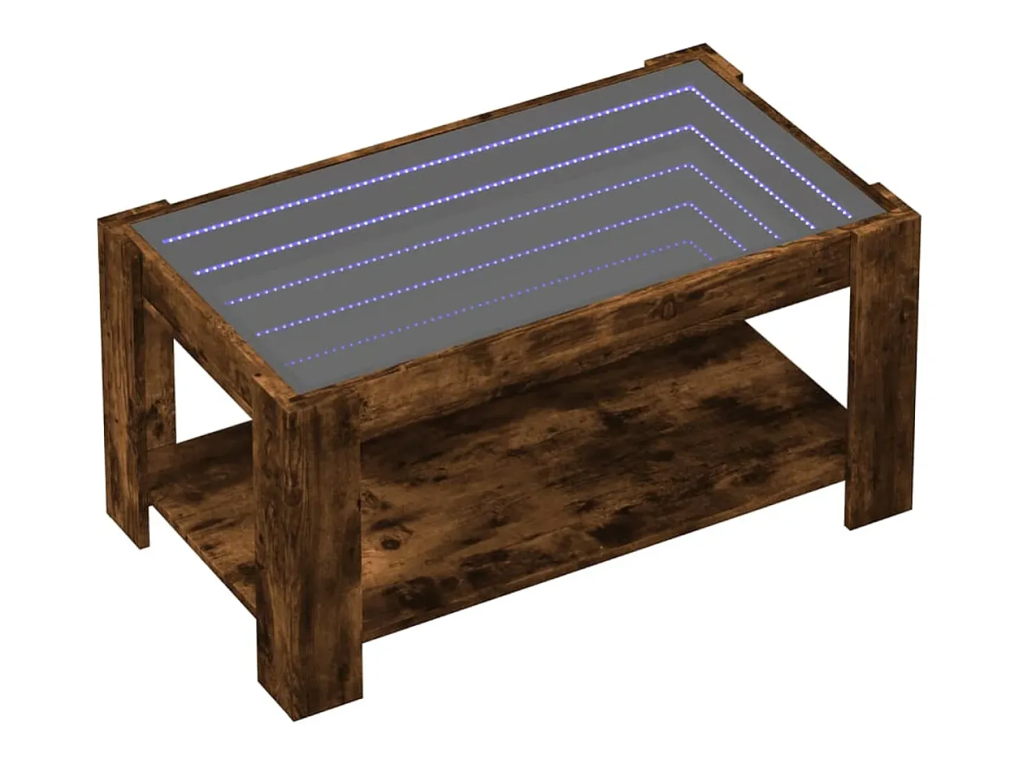 Mesa de centro y LED madera ingeniería roble ahumado 93x53x45cm