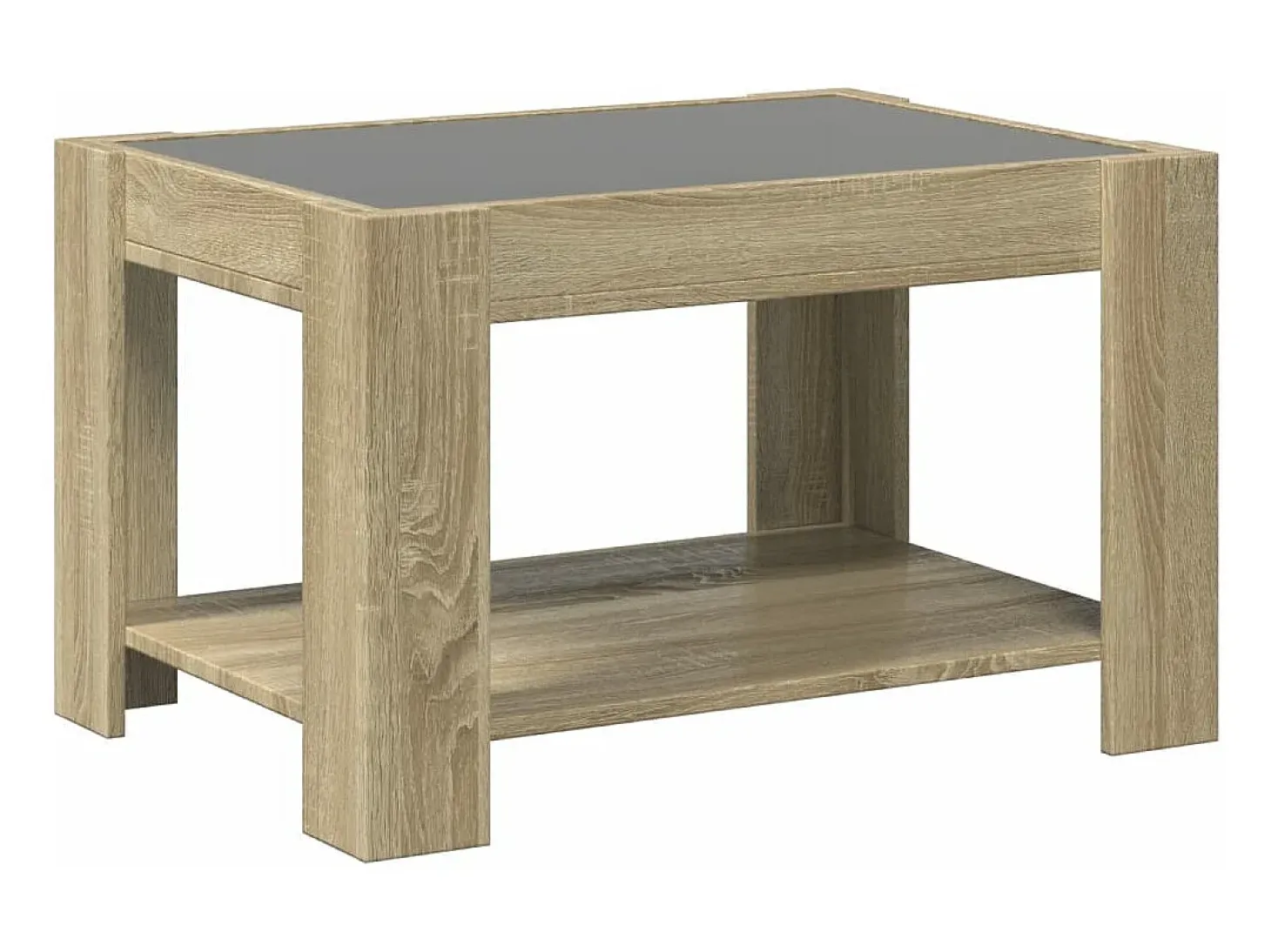 Mesa de centro y LED madera ingeniería roble Sonoma 73x53x45 cm