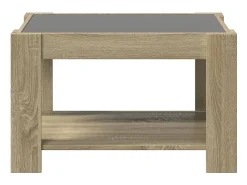 Mesa de centro y LED madera ingeniería roble Sonoma 73x53x45 cm