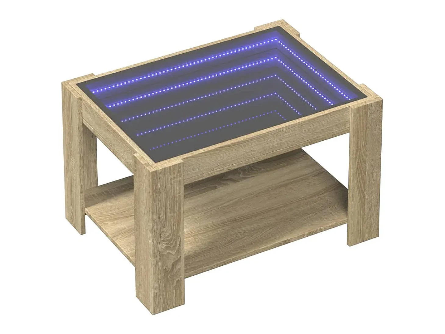 Mesa de centro y LED madera ingeniería roble Sonoma 73x53x45 cm