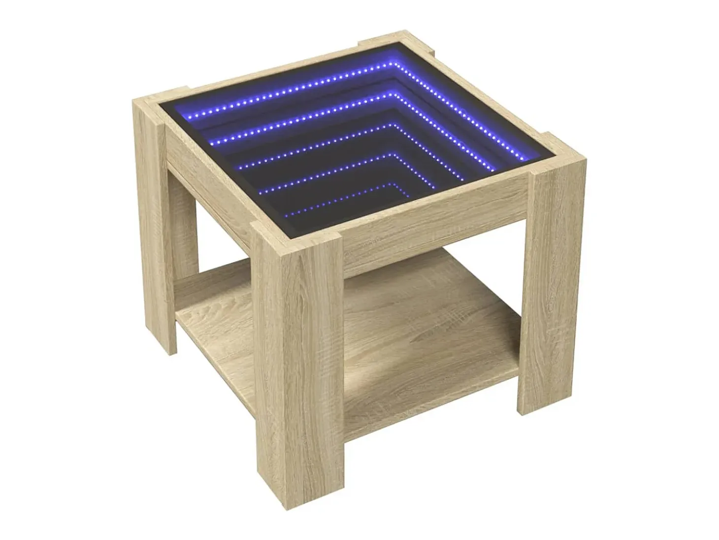 Mesa de centro y LED madera ingeniería roble Sonoma 53x53x45 cm
