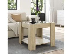 Mesa de centro y LED madera ingeniería roble Sonoma 53x53x45 cm